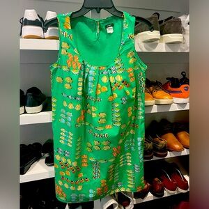 JCREW green cotton school of fish dress shift 8